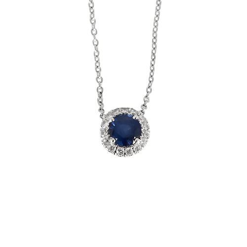 Collier Délicat collier en or blanc, saphir et diamants 58 Facettes DV32403-1