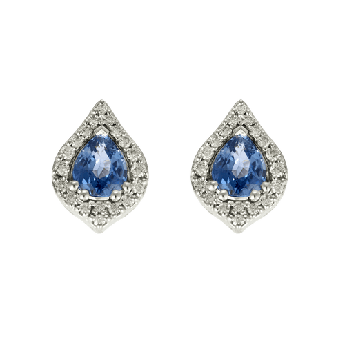 Boucles d'oreilles en Or blanc 14k Saphir and Diamant 58 Facettes DV32473-1