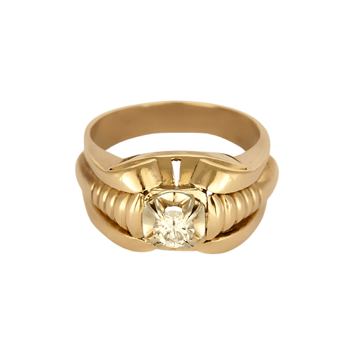 55 Bague type "tank" en or rose et diamant 0.20 carat environ 58 Facettes DV32739-4