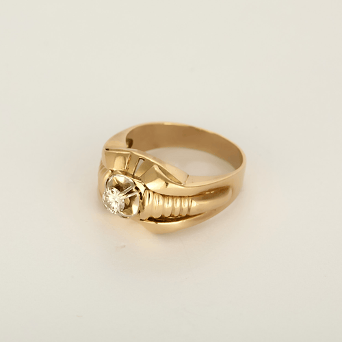 55 Bague type "tank" en or rose et diamant 0.20 carat environ 58 Facettes DV32739-4