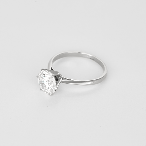 61 Bague solitaire en or gris, diamant 3.07 carats environ 58 Facettes DV32688-2