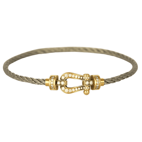 FRED - Force 10 - Moyen Modèle - Bracelet acier, manille or jaune et diamants