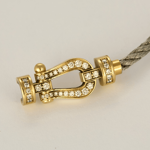 FRED - Force 10 - Moyen Modèle - Bracelet acier, manille or jaune et diamants