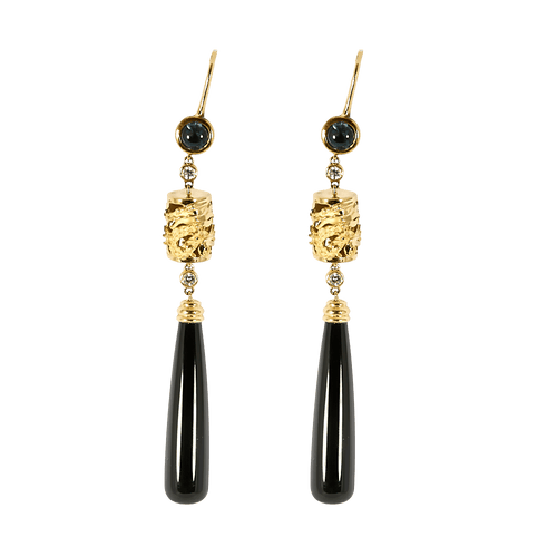 Carrera y Carrera - Shangai - Boucles d'oreilles en or jaune, topaze, diamants et onyx 58 Facettes DV32715-5