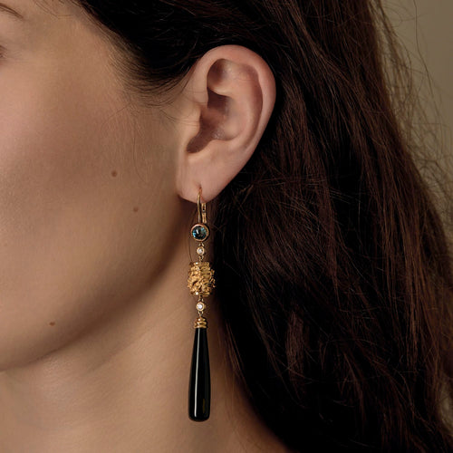 Carrera y Carrera - Shangai - Boucles d'oreilles en or jaune, topaze, diamants et onyx 58 Facettes DV32715-5