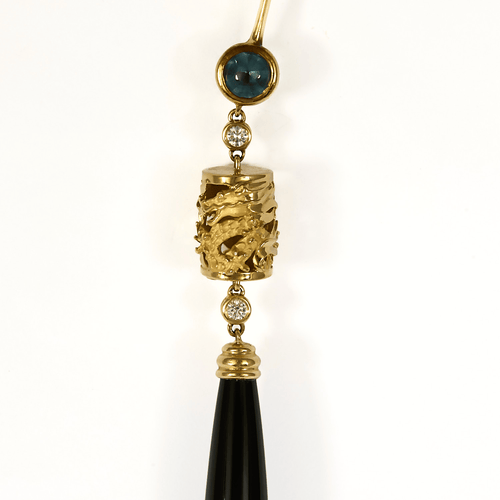 Carrera y Carrera - Shangai - Boucles d'oreilles en or jaune, topaze, diamants et onyx 58 Facettes DV32715-5