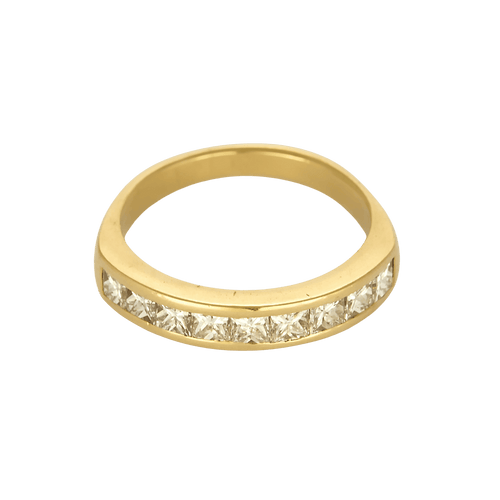 Demie alliance or jaune et diamant princesse