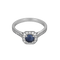 Bague en or gris saphir entourage petits diamants