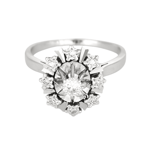 Bague marguerite en or blanc et diamants