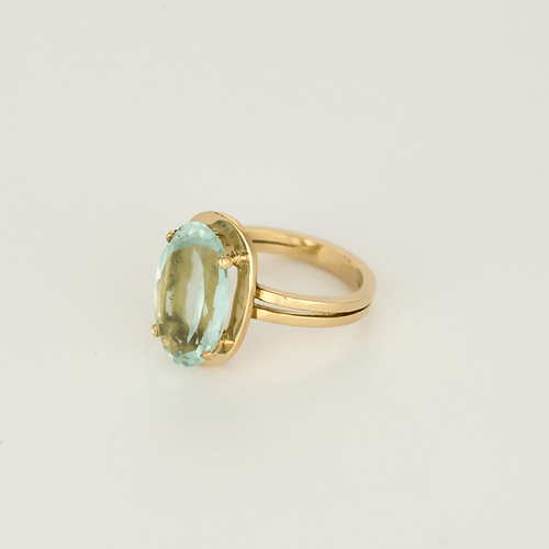 50.5 Bague cocktail en or rose et aigue-marine 58 Facettes DV31672-9