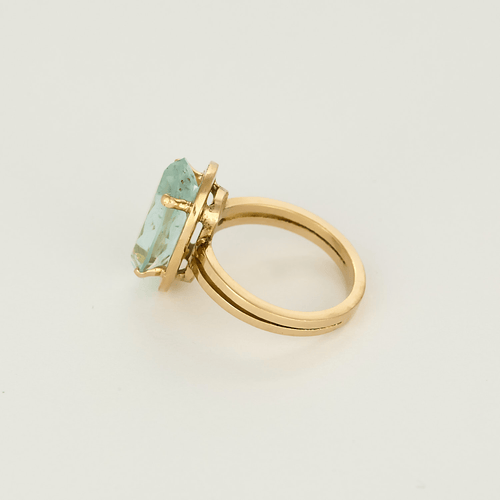 Bague en Or rose 18k Aquamarine