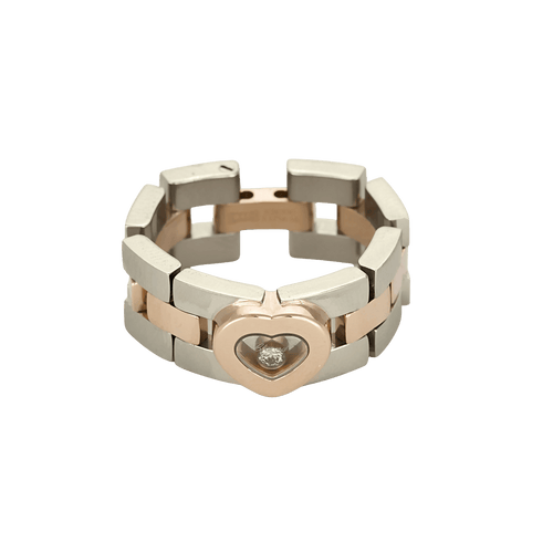 Chopard - Happy Diamond - Bague importante en or blanc, or rose et diamant : 0,05 carat