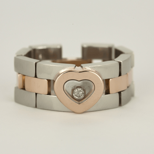 Chopard - Happy Diamond - Bague importante en or blanc, or rose et diamant : 0,05 carat
