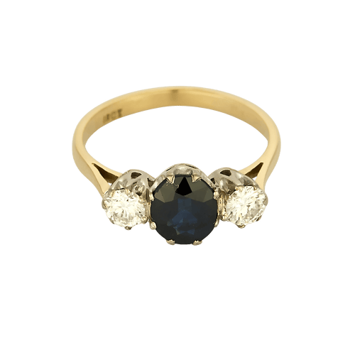 Bague en or gris saphir et diamants