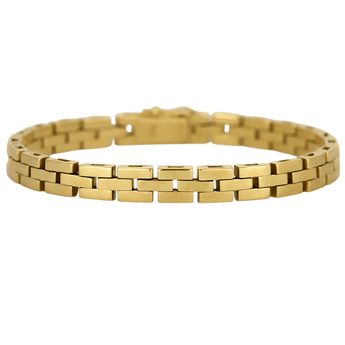 Bracelet en or jaune articulé à maille rectangulaire