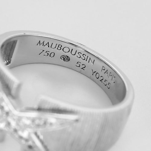 52 Mauboussin - Ta beauté me submerge - Bague bandeau ouverte en or blanc et diamants : 0,18 carat 58 Facettes DV13401-18