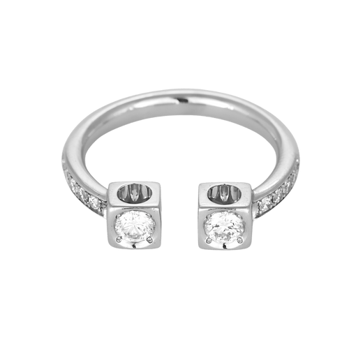 53 Dinh Van - Le cube XL - Bague en or blanc et diamants 58 Facettes DV33379-1