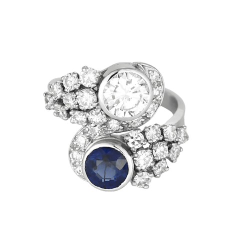 52 Bague en Or blanc 18k Diamant and Saphir 58 Facettes DV26158-35