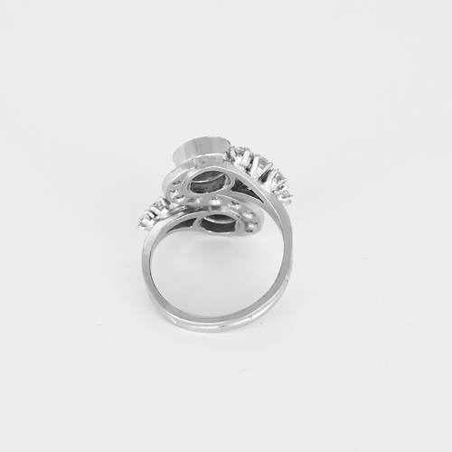 52 Bague en Or blanc 18k Diamant and Saphir 58 Facettes DV26158-35