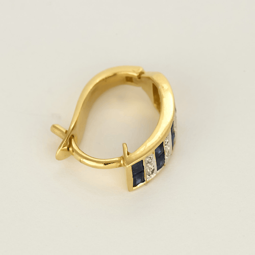Élégantes boucles d'oreilles en or jaune, saphirs et diamants 58 Facettes DV31842-5