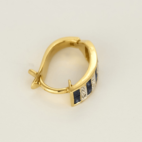 Élégantes boucles d'oreilles en or jaune, saphirs et diamants 58 Facettes DV31842-5