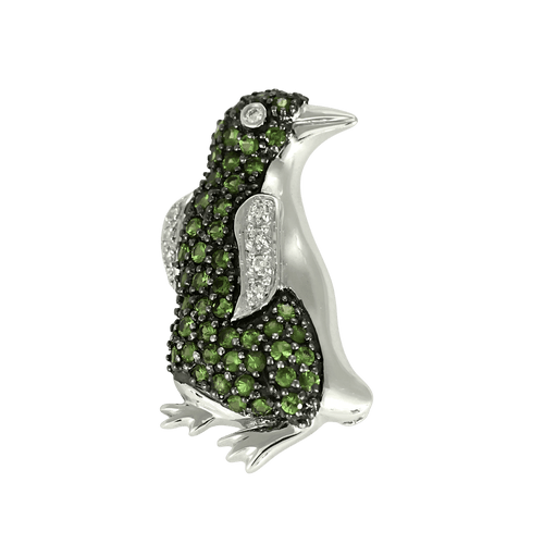 Broche en Or blanc 18k Diamant and grenats tsavorites 58 Facettes DV26158-36