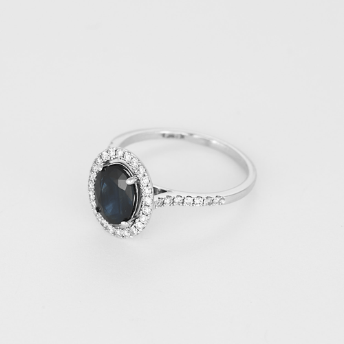56 Élégante bague en or blanc 14k Saphir 58 Facettes DV32473-2