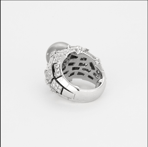 49 MIKIMOTO - Bague cocktail en or gris, perle de culture de Tahiti , diamants 58 Facettes DV14290-6
