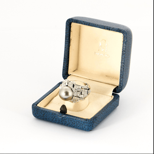 49 MIKIMOTO - Bague cocktail en or gris, perle de culture de Tahiti , diamants 58 Facettes DV14290-6