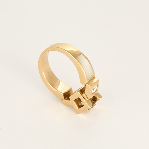 Bague en Or rose 18k Diamant de couleur champagne