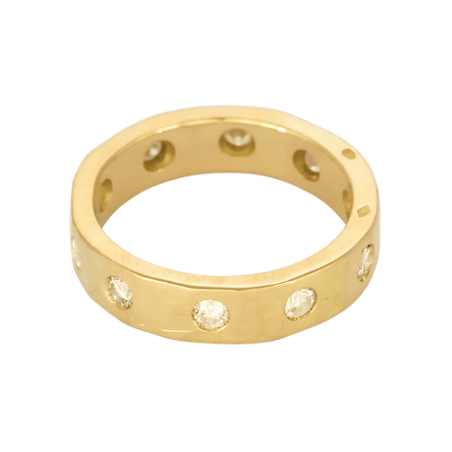 62 Bague jonc en or jaune martelé et diamants : 1 carat environ 58 Facettes DV33707-4