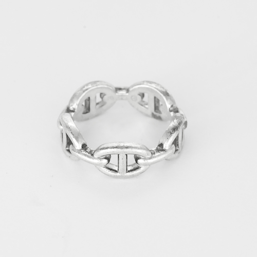 56 Hermes Bague Chaîne d'Ancre Petit modèle en argent 58 Facettes DV33267-1