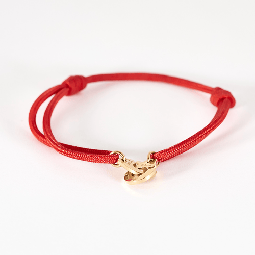 Dinh Van - Bracelet menottes R8 en or rose et cordon rouge 58 Facettes DV0997-7