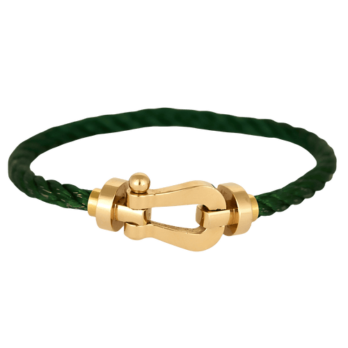 FRED - Force 10 - Grand modèle - Bracelet en or rose, cordon vert 58 Facettes DV33842-1