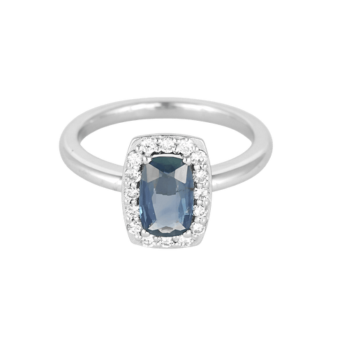 54.5 Bague en or blanc, saphirs : 1,30 carat et diamants : 0,30 carat 58 Facettes DV34030-8