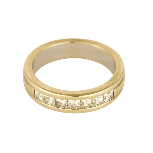 53 Élégante demie alliance en or jaune et diamants de taille princesse : 0,15 carat 58 Facettes DV34030-14