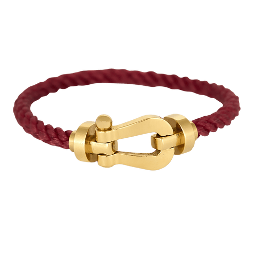 FRED - Force 10 - Grand modèle - Bracelet en or jaune et cordon rose 58 Facettes DV33842-2