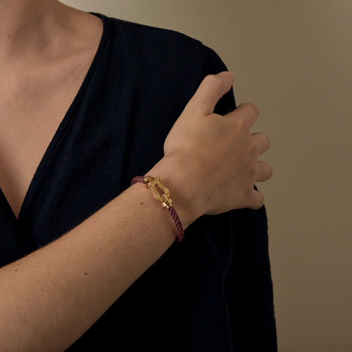 FRED - Force 10 - Grand modèle - Bracelet en or jaune et cordon rose 58 Facettes DV33842-2