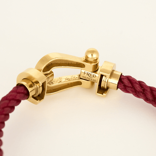 FRED - Force 10 - Grand modèle - Bracelet en or jaune et cordon rose 58 Facettes DV33842-2