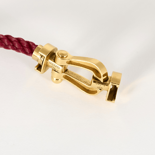 FRED - Force 10 - Grand modèle - Bracelet en or jaune et cordon rose 58 Facettes DV33842-2