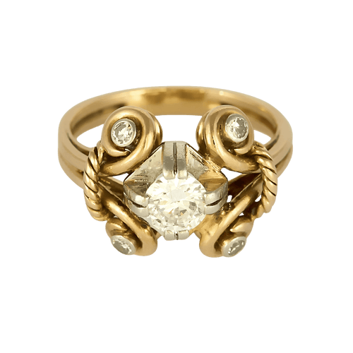 54 Élégante bague en or jaune, platine et diamants : 0,80 carat 58 Facettes DV34030-17