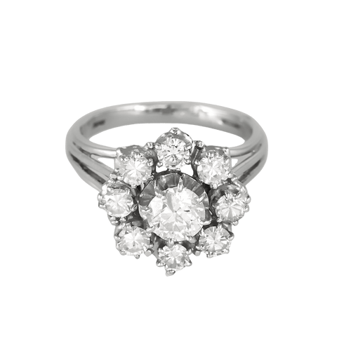 48.5 Bague marguerite en or blanc, diamants 58 Facettes DV34030-18