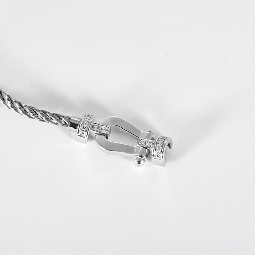 Fred - Force 10 - Moyen Modèle - Bracelet composé d'un cordon en nylon tressé et or blanc, diamants 58 Facettes DV31908-1
