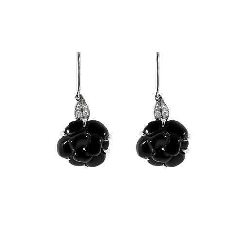 CHANEL - Camélia - Boucles d'oreilles or et onyx 58 Facettes DV33076-4