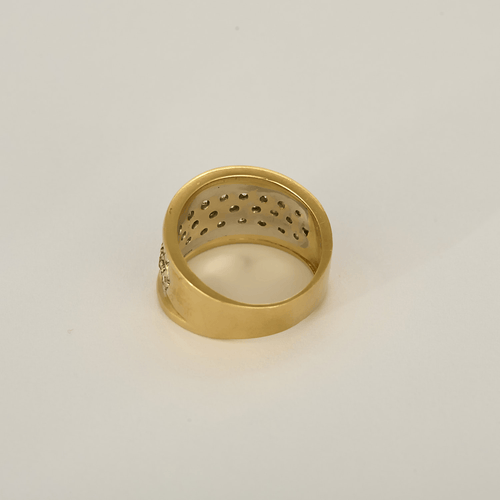 Bague bandeau en or jaune et or gris, pavage diamants 58 Facettes DV26327-12-51-2