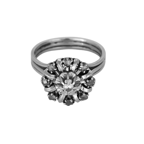 52.5 Bague marguerite en or blanc et diamants : 0,08 carat 58 Facettes DV34342-1