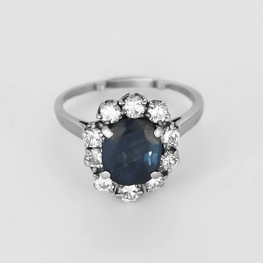 Bague 55 Bague Marguerite en or blanc, saphir et diamants 58 Facettes DV0745-1-54-3