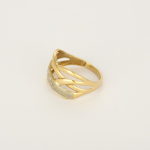 Bague en or jaune, or blanc entrelacée et diamants : 0,02 carat