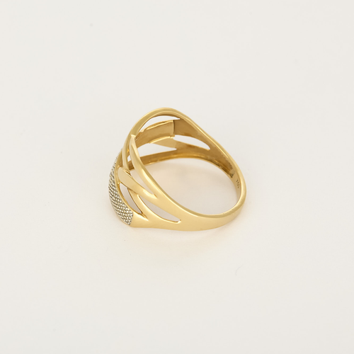 Bague en or jaune, or blanc entrelacée et diamants : 0,02 carat
