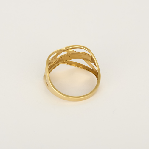 Bague en or jaune, or blanc entrelacée et diamants : 0,02 carat